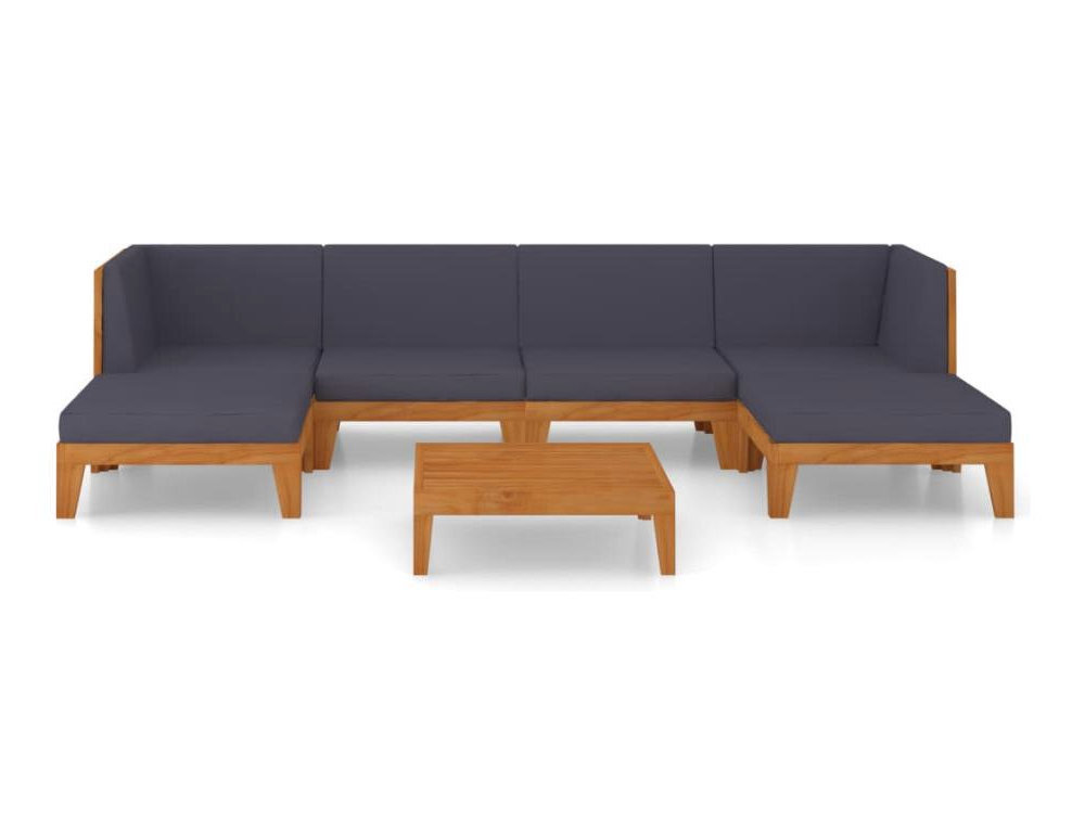 Juego muebles de jardín y cojines 7 pzas madera maciza acacia Gris Domiona-domiona