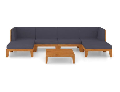 Juego muebles de jardín y cojines 7 pzas madera maciza acacia Gris Domiona-domiona