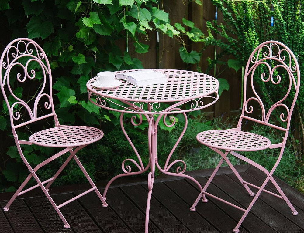 Mesa de jardín Metal Rosa Domiona-domiona