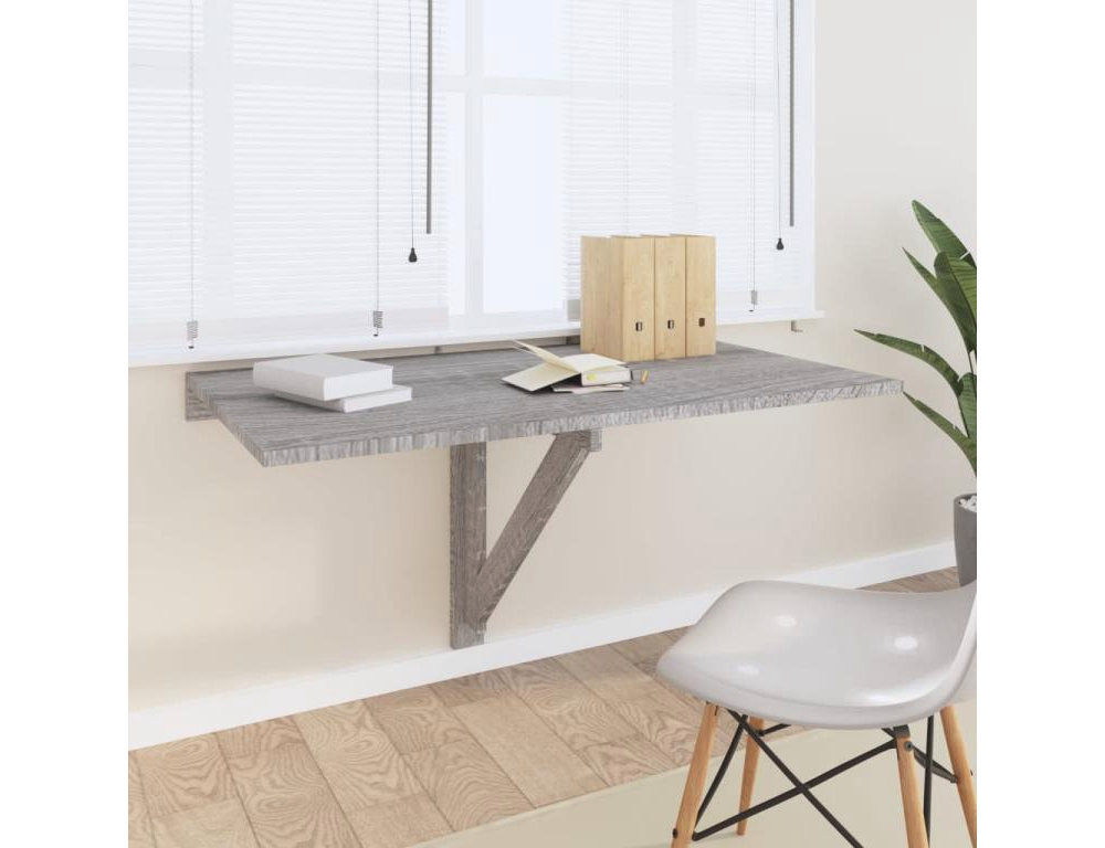 Mesa de pared plegable contrachapada gris 100x60x56 cm Domiona-domiona