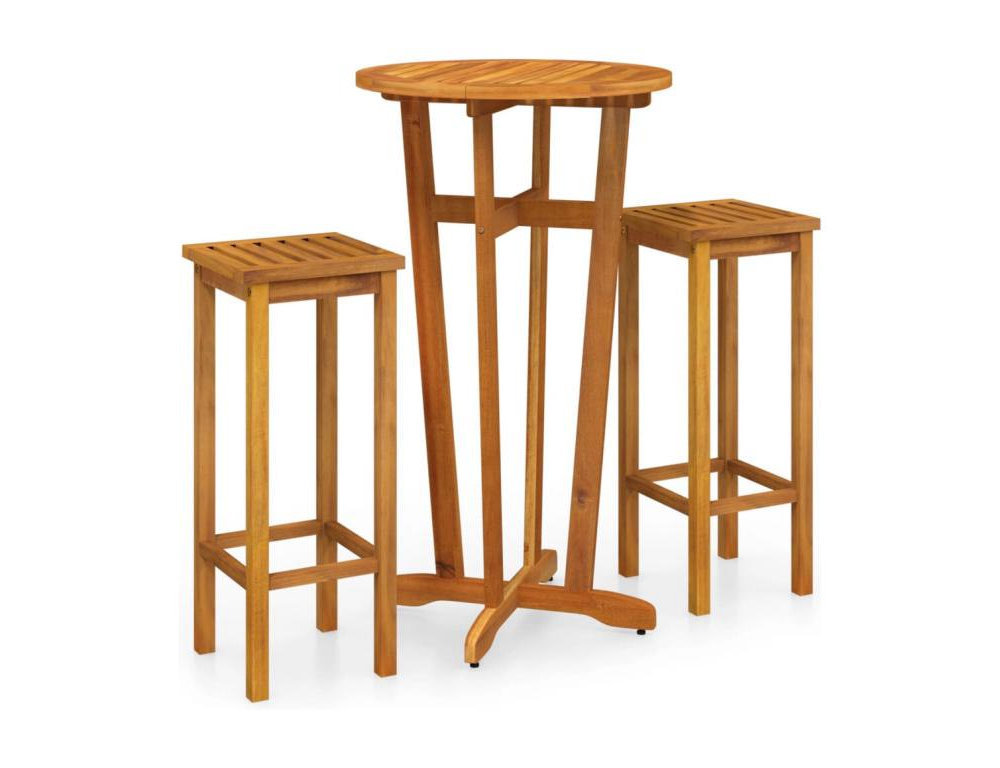 Mesa y taburetes altos de jardín 3 pzas madera maciza acacia Domiona-domiona