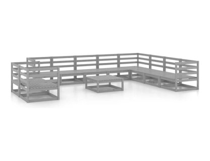 Muebles de jardín 11 piezas gris madera de pino maciza Domiona-domiona