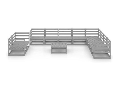 Muebles de jardín 11 piezas gris madera de pino maciza Domiona-domiona