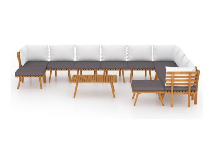 Muebles de jardín 12 piezas con cojines madera maciza de acacia Domiona-domiona