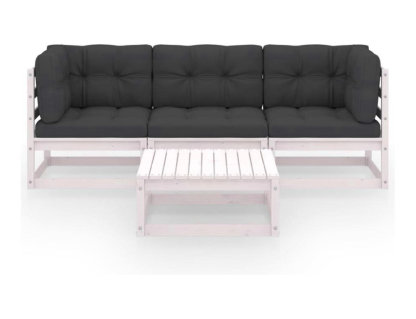 Muebles de jardín 4 piezas con cojines de madera de pino maciza Domiona-domiona