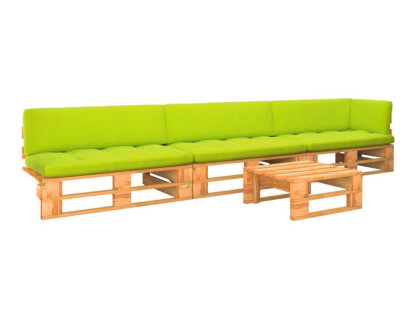 Muebles de palets 4 piezas y cojines madera pino impregnada miel Domiona-domiona