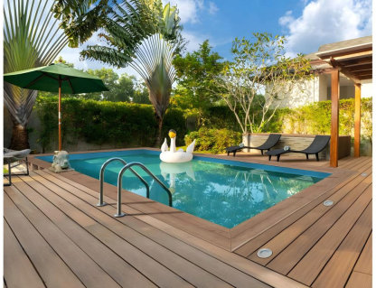 Piscina de madera rectangular - 6.20 x 4.10 x 1.45 m Domiona-domiona