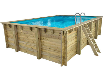 Piscina de madera rectangular - 6.20 x 4.10 x 1.45 m Domiona-domiona