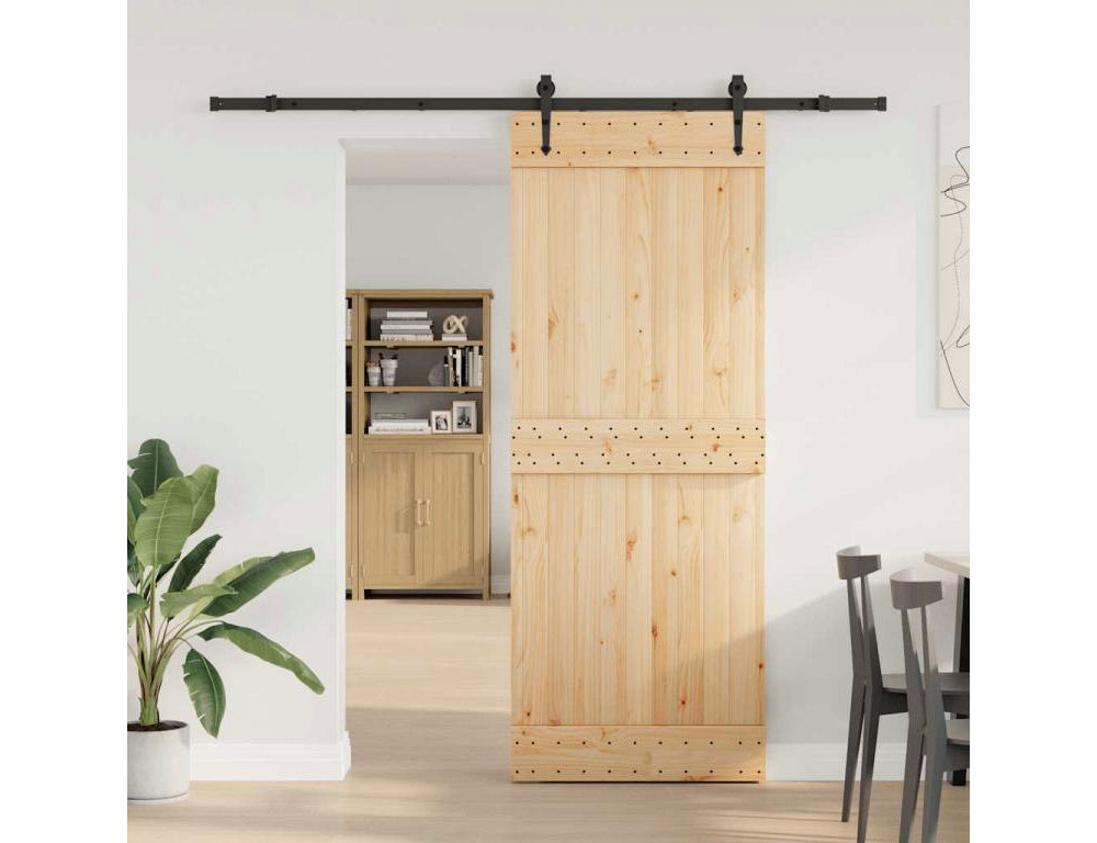 Puerta corredera empotrable - aluminio y vidrio templado esmerilado - Alt. 205 x L73 cm Domiona-domiona