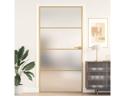 Puerta interior de aluminio de vidrio templado dorado fino Domiona-domiona