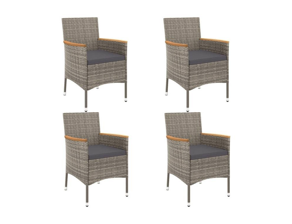 Set comedor de jardín 5 piezas con cojines ratán sintético gris Domiona-domiona