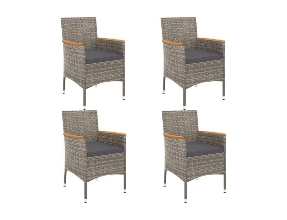 Set comedor de jardín 5 piezas con cojines ratán sintético gris Domiona-domiona