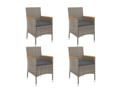 Set comedor de jardín 5 piezas con cojines ratán sintético gris Domiona-domiona