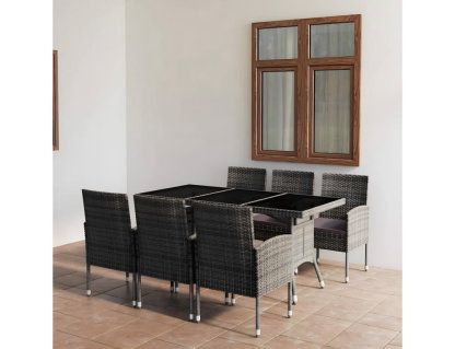 Set comedor jardín 7 pzas ratán sintético gris antracita y gris Domiona-domiona