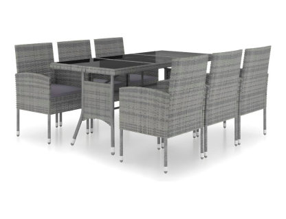 Set comedor jardín 7 pzas ratán sintético gris antracita y gris Domiona-domiona