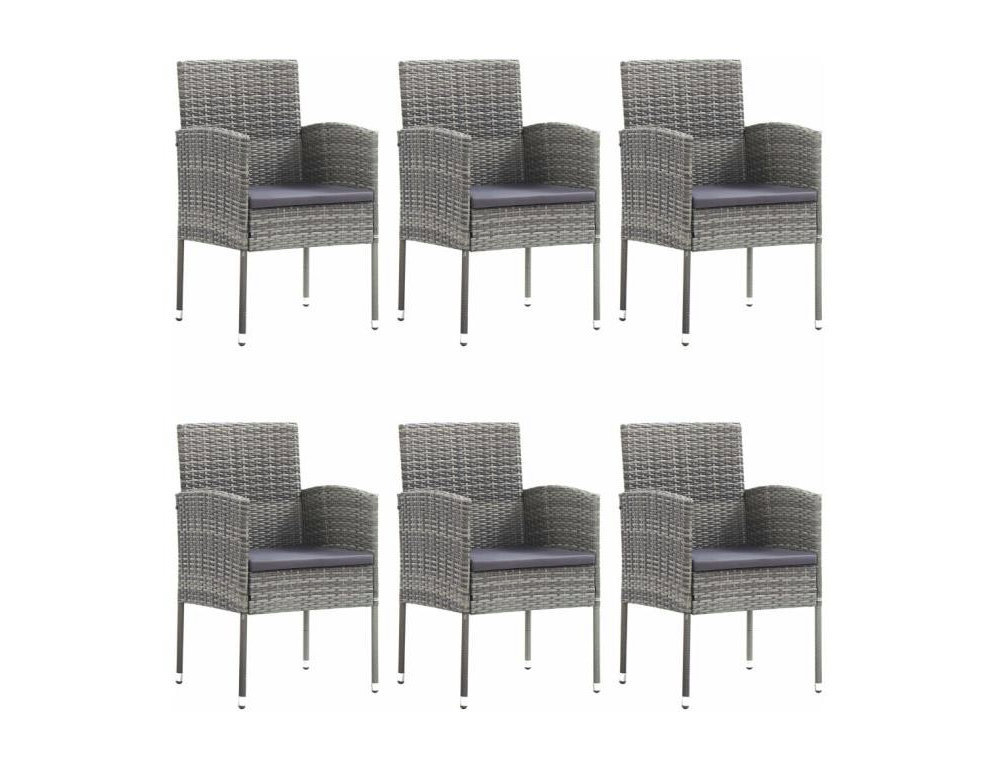 Set comedor jardín 7 pzas ratán sintético gris antracita y gris Domiona-domiona