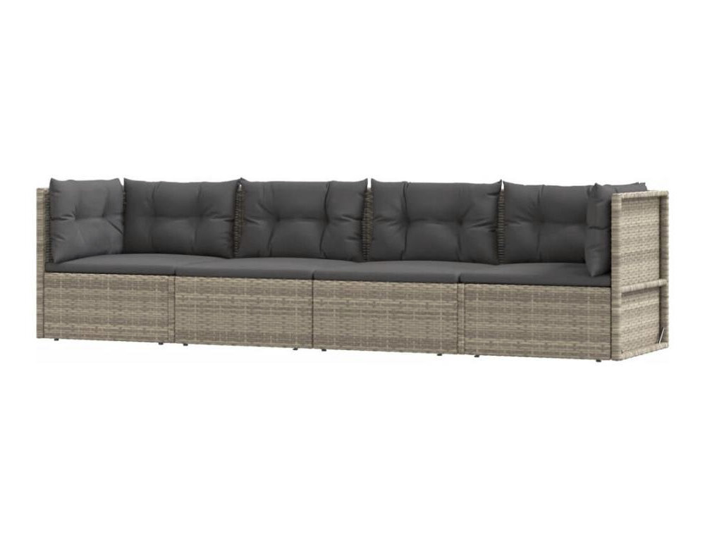 Set de muebles de jardín 4 pzas y cojines ratán sintético gris Domiona-domiona