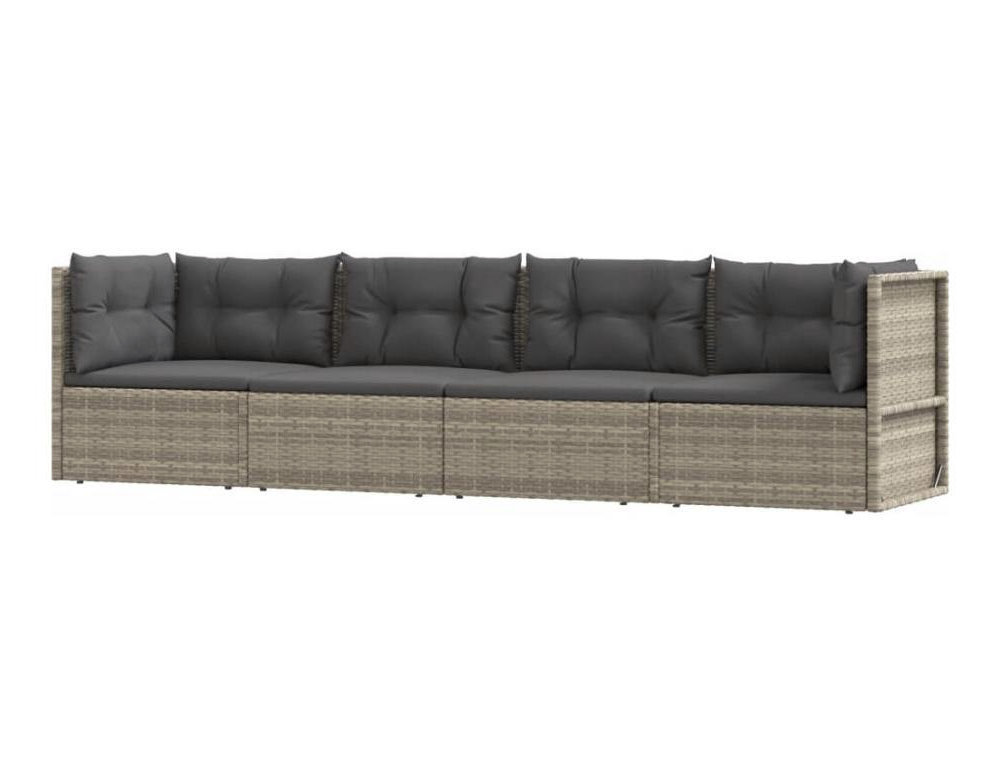 Set de muebles de jardín 4 pzas y cojines ratán sintético gris Domiona-domiona