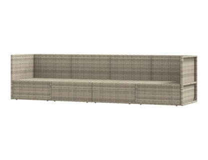 Set de muebles de jardín 4 pzas y cojines ratán sintético gris Domiona-domiona