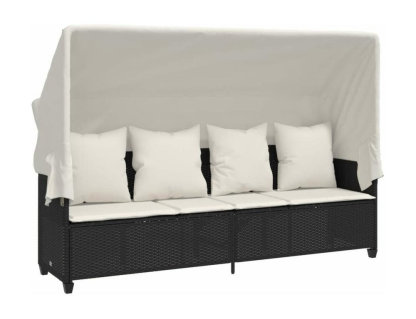 Set de muebles de jardín 5 pzas y cojines ratán sintético negro Domiona-domiona