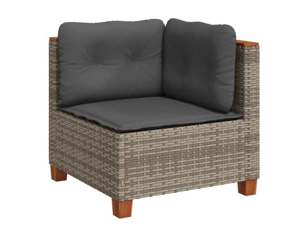 Set de muebles de jardín 9 pzas y cojines ratán sintético gris Domiona-domiona