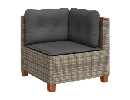 Set de muebles de jardín 9 pzas y cojines ratán sintético gris Domiona-domiona