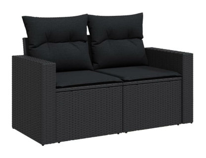 Set de sofás de jardín 12 piezas cojines ratán sintético negro Domiona-domiona