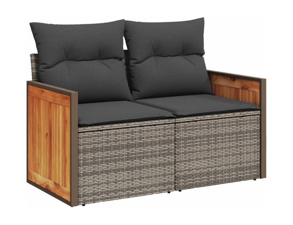Set de sofás de jardín 7 piezas con cojines ratán PE gris Domiona-domiona