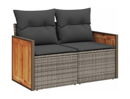 Set de sofás de jardín 7 piezas con cojines ratán PE gris Domiona-domiona