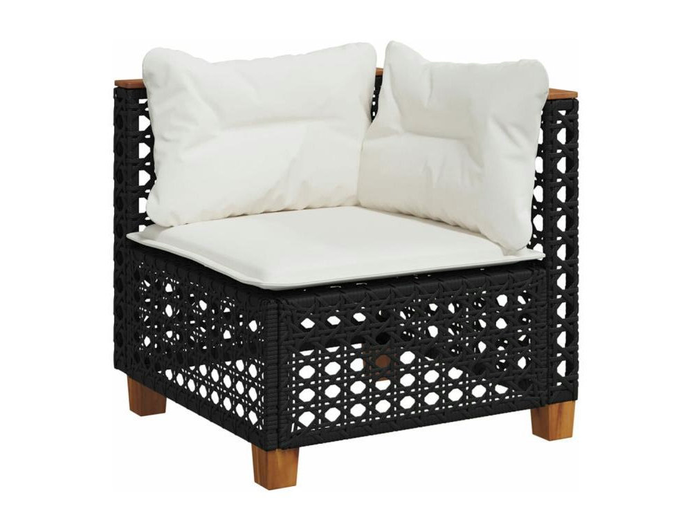 Set de sofás de jardín 7 pzas con cojines ratán sintético negro Domiona-domiona