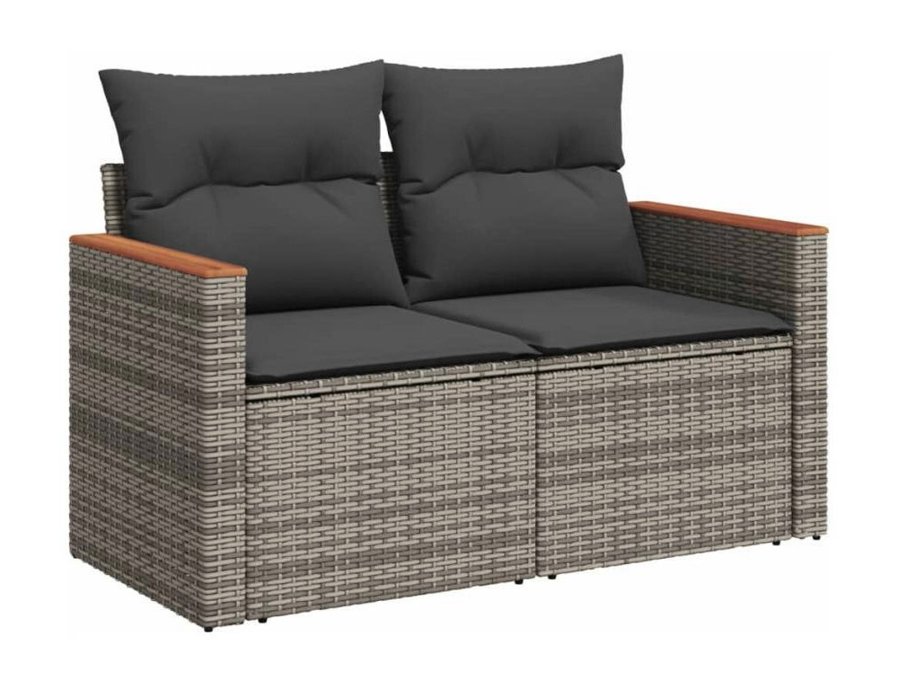 Set de sofás de jardín 8 piezas y cojines ratán sintético gris Domiona-domiona