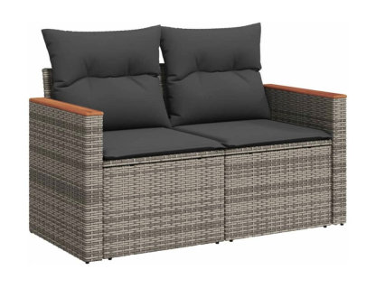 Set de sofás de jardín 8 piezas y cojines ratán sintético gris Domiona-domiona