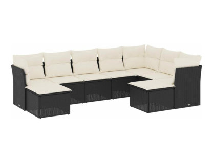 Set de sofás de jardín 8 piezas y cojines ratán sintético negro Domiona-domiona