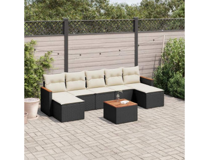 Set de sofás de jardín 8 piezas y cojines ratán sintético negro Domiona-domiona