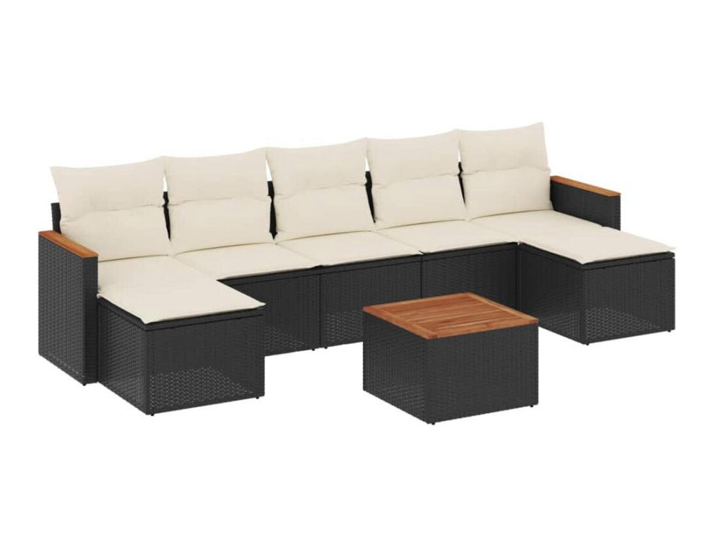 Set de sofás de jardín 8 piezas y cojines ratán sintético negro Domiona-domiona