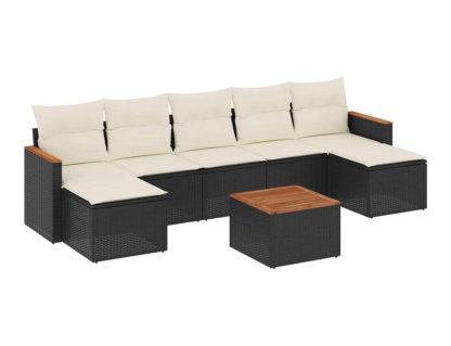 Set de sofás de jardín 8 piezas y cojines ratán sintético negro Domiona-domiona