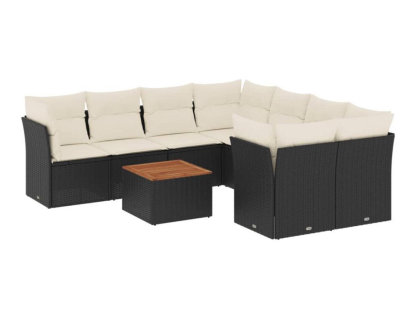 Set de sofás de jardín 8 piezas y cojines ratán sintético negro Domiona-domiona
