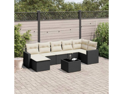 Set de sofás de jardín 8 piezas y cojines ratán sintético negro Domiona-domiona