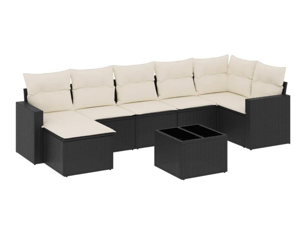 Set de sofás de jardín 8 piezas y cojines ratán sintético negro Domiona-domiona