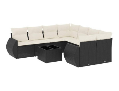 Set de sofás de jardín 8 piezas y cojines ratán sintético negro Domiona-domiona