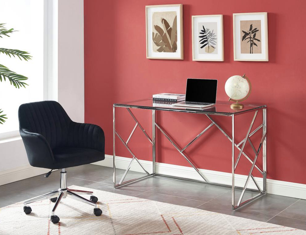 Silla de escritorio - Terciopelo - Negro - Altura ajustable Domiona-domiona