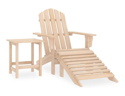 Silla de jardín con otomana y mesa macizo abeto rosa Domiona-domiona