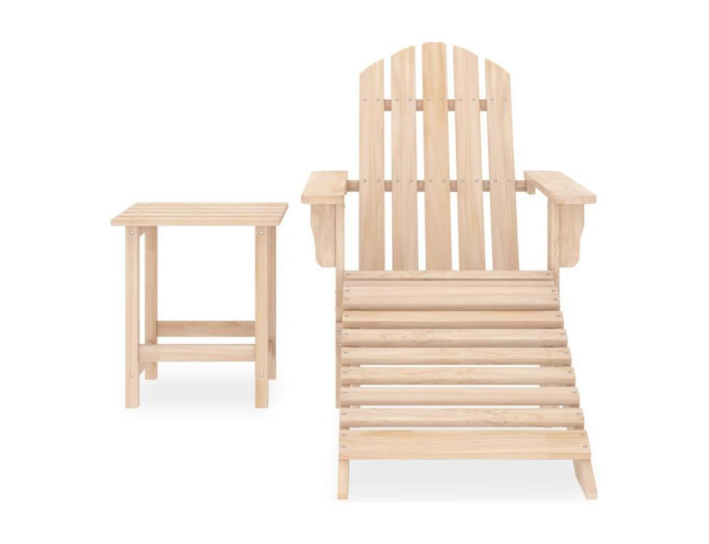 Silla de jardín con otomana y mesa macizo abeto rosa Domiona-domiona