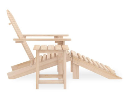 Silla de jardín con otomana y mesa macizo abeto rosa Domiona-domiona