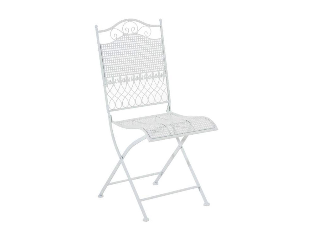 Silla de jardín ligera plegable estilo rústico blanco metal hierro galvanizado Domiona-domiona
