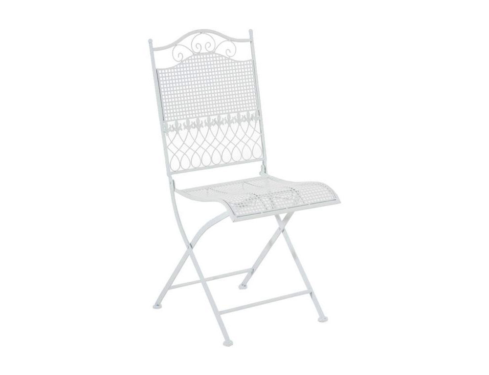 Silla de jardín ligera plegable estilo rústico blanco metal hierro galvanizado Domiona-domiona