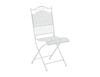 Silla de jardín ligera plegable estilo rústico blanco metal hierro galvanizado Domiona-domiona