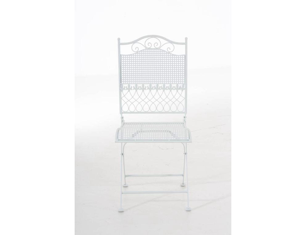 Silla de jardín ligera plegable estilo rústico blanco metal hierro galvanizado Domiona-domiona