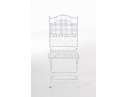 Silla de jardín ligera plegable estilo rústico blanco metal hierro galvanizado Domiona-domiona