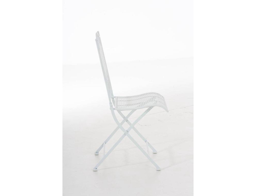 Silla de jardín ligera plegable estilo rústico blanco metal hierro galvanizado Domiona-domiona